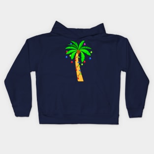 Tropical Palm Tree Decorated for Christmas Kids Hoodie